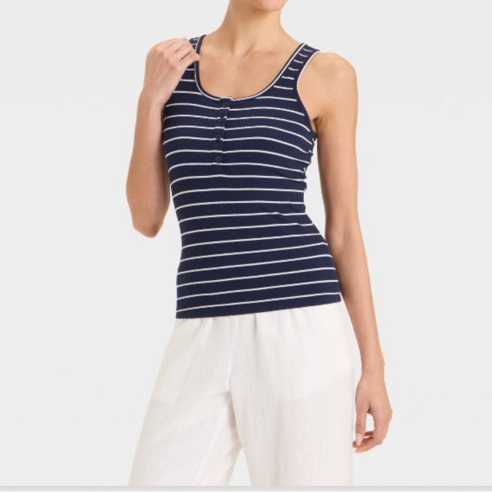New Navy Striped Women's Tank Top